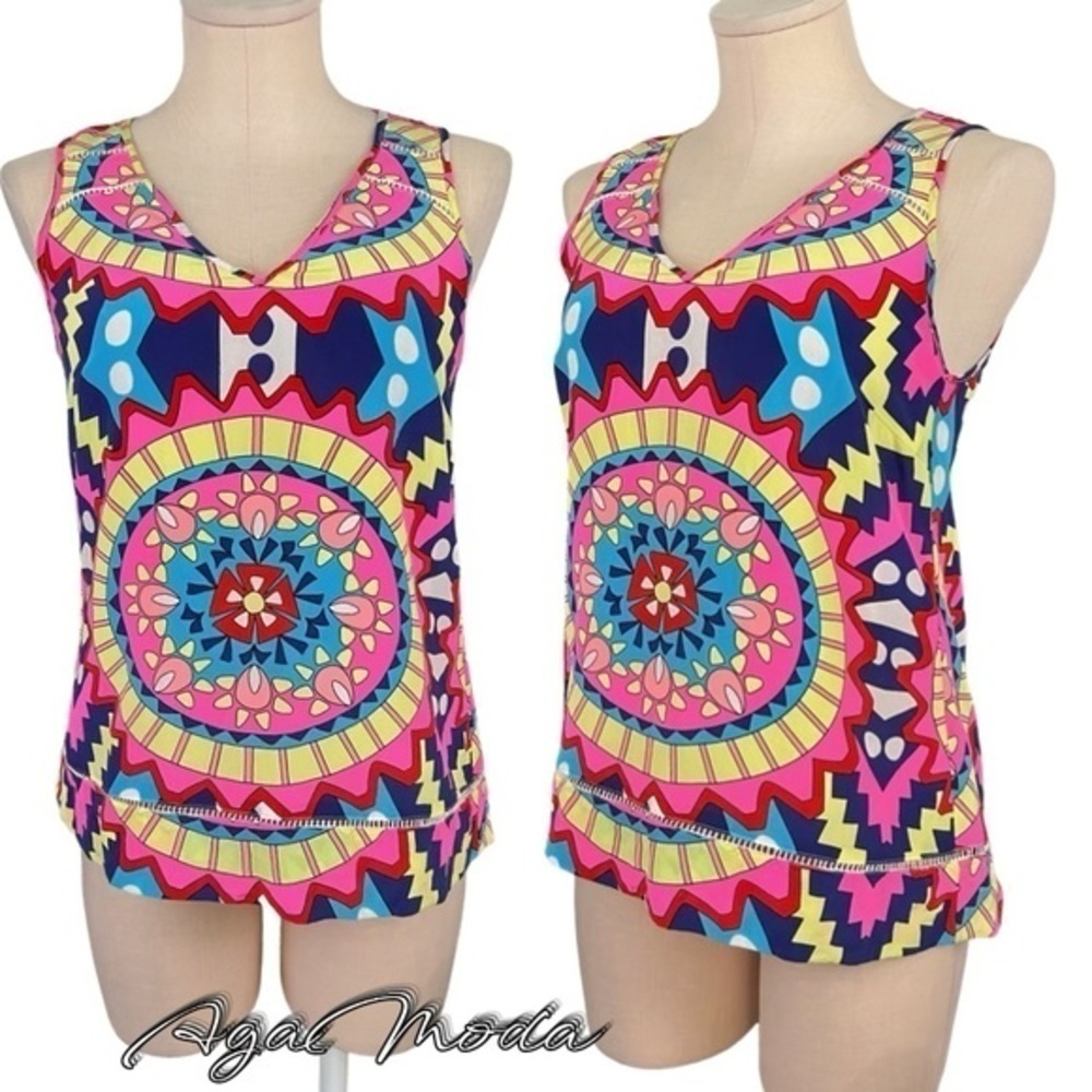 Annie Griffin Bright And Colorful Sleeveless Silk Top